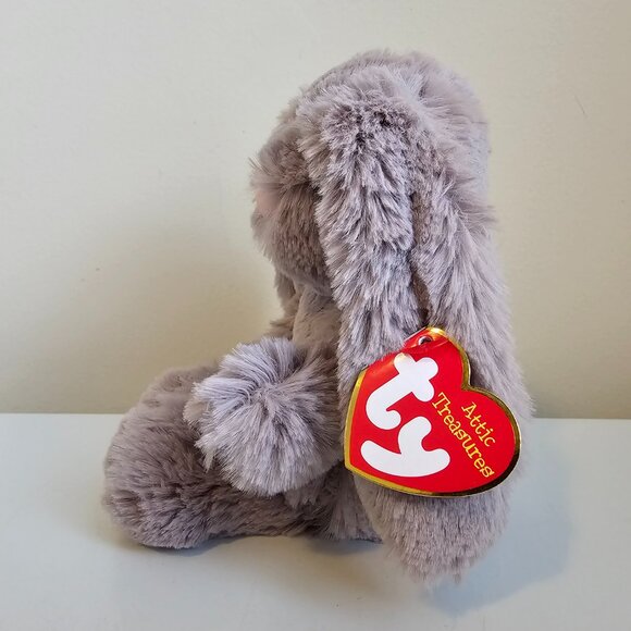Ty Attic Treasures Puffin Bunny Rabbit Plush Stuffed Animal Gray w/ Tags 2017 8" - Picture 5 of 7